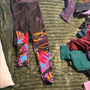 Peloton Black Leggings with Multicolor Graphic Print